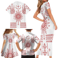Croatia Sicanje Tattoo Kolo Inspired Family Matching Short Sleeve Bodycon Dress and Hawaiian Shirt - Wonder Print Shop