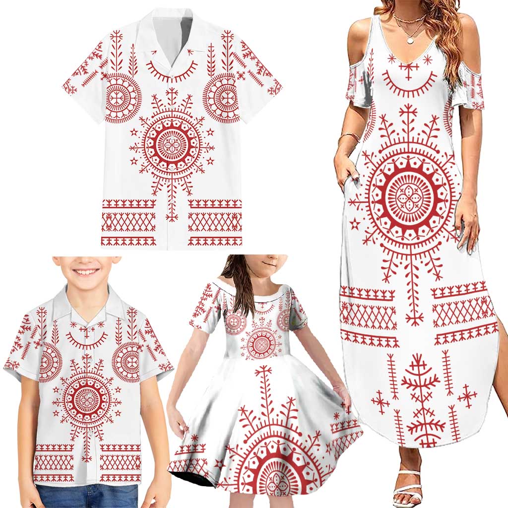 Croatia Sicanje Tattoo Kolo Inspired Family Matching Summer Maxi Dress and Hawaiian Shirt - Wonder Print Shop