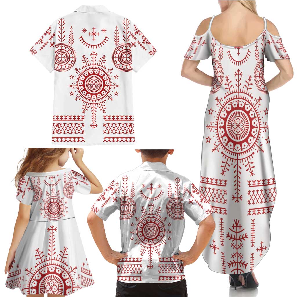 Croatia Sicanje Tattoo Kolo Inspired Family Matching Summer Maxi Dress and Hawaiian Shirt - Wonder Print Shop
