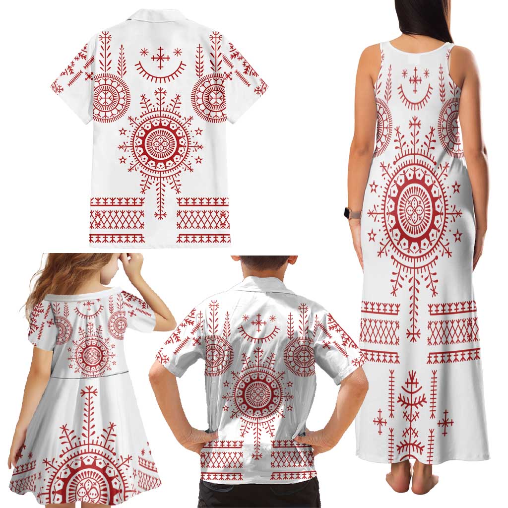 Croatia Sicanje Tattoo Kolo Inspired Family Matching Tank Maxi Dress and Hawaiian Shirt - Wonder Print Shop