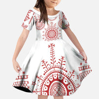 Croatia Sicanje Tattoo Kolo Inspired Kid Short Sleeve Dress - Wonder Print Shop