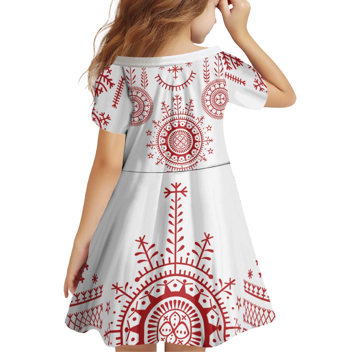 Croatia Sicanje Tattoo Kolo Inspired Kid Short Sleeve Dress - Wonder Print Shop