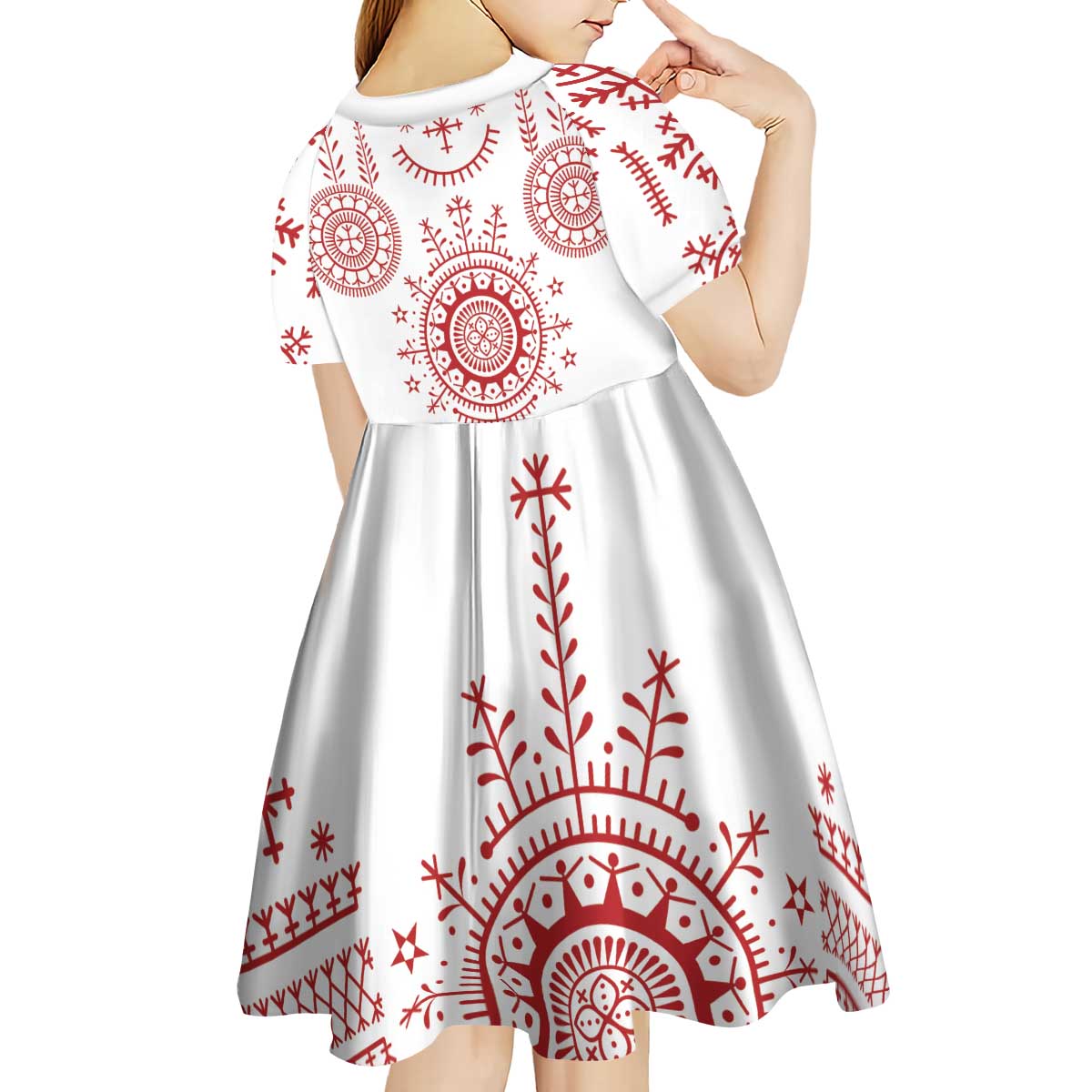Croatia Sicanje Tattoo Kolo Inspired Kid Short Sleeve Dress - Wonder Print Shop