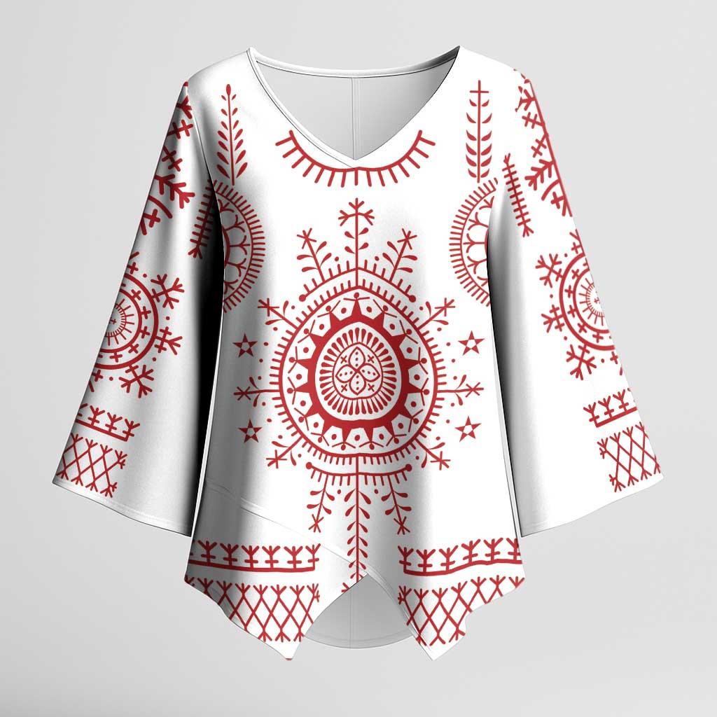 Croatia Sicanje Tattoo Kolo Inspired Kimono Sleeve Blouse - Wonder Print Shop