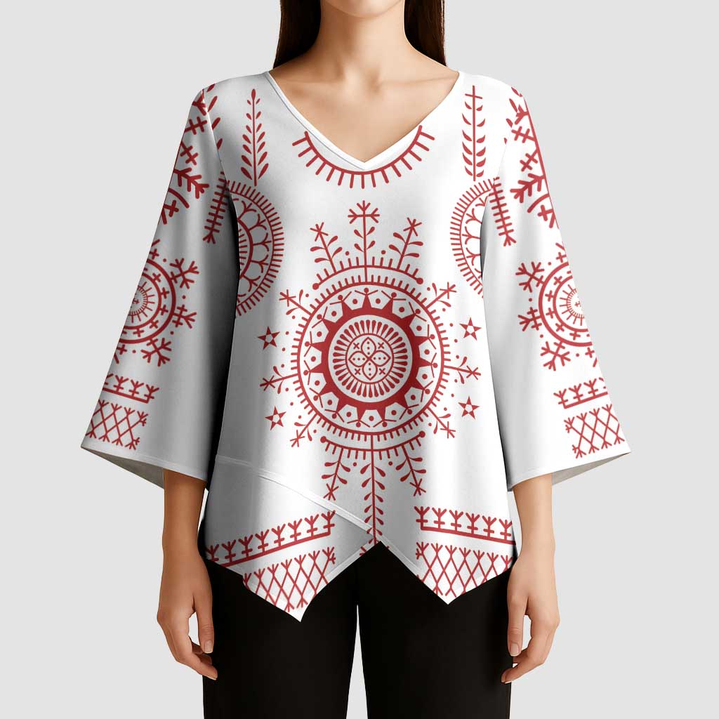 Croatia Sicanje Tattoo Kolo Inspired Kimono Sleeve Blouse - Wonder Print Shop