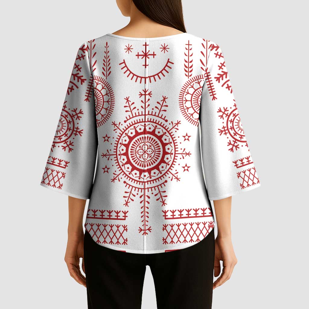 Croatia Sicanje Tattoo Kolo Inspired Kimono Sleeve Blouse - Wonder Print Shop