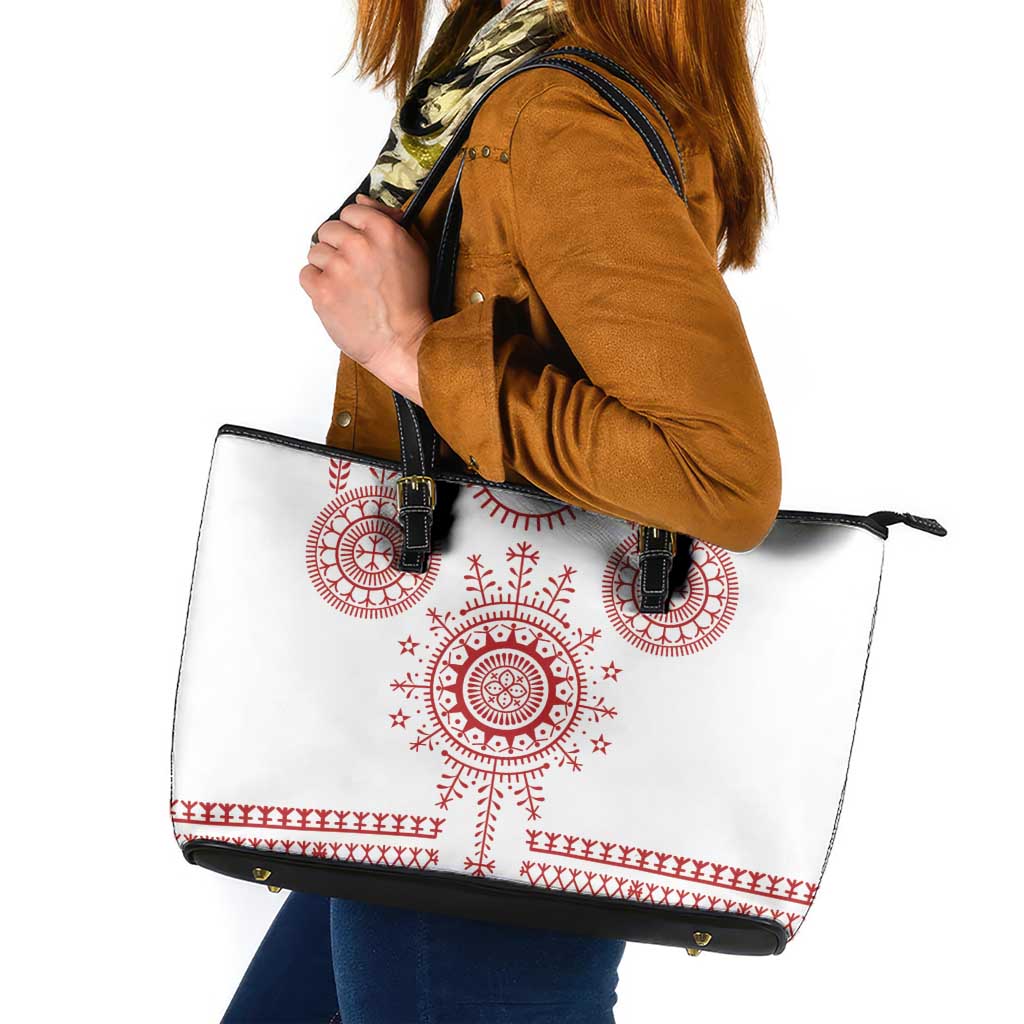 Croatia Sicanje Tattoo Kolo Inspired Leather Tote Bag - Wonder Print Shop