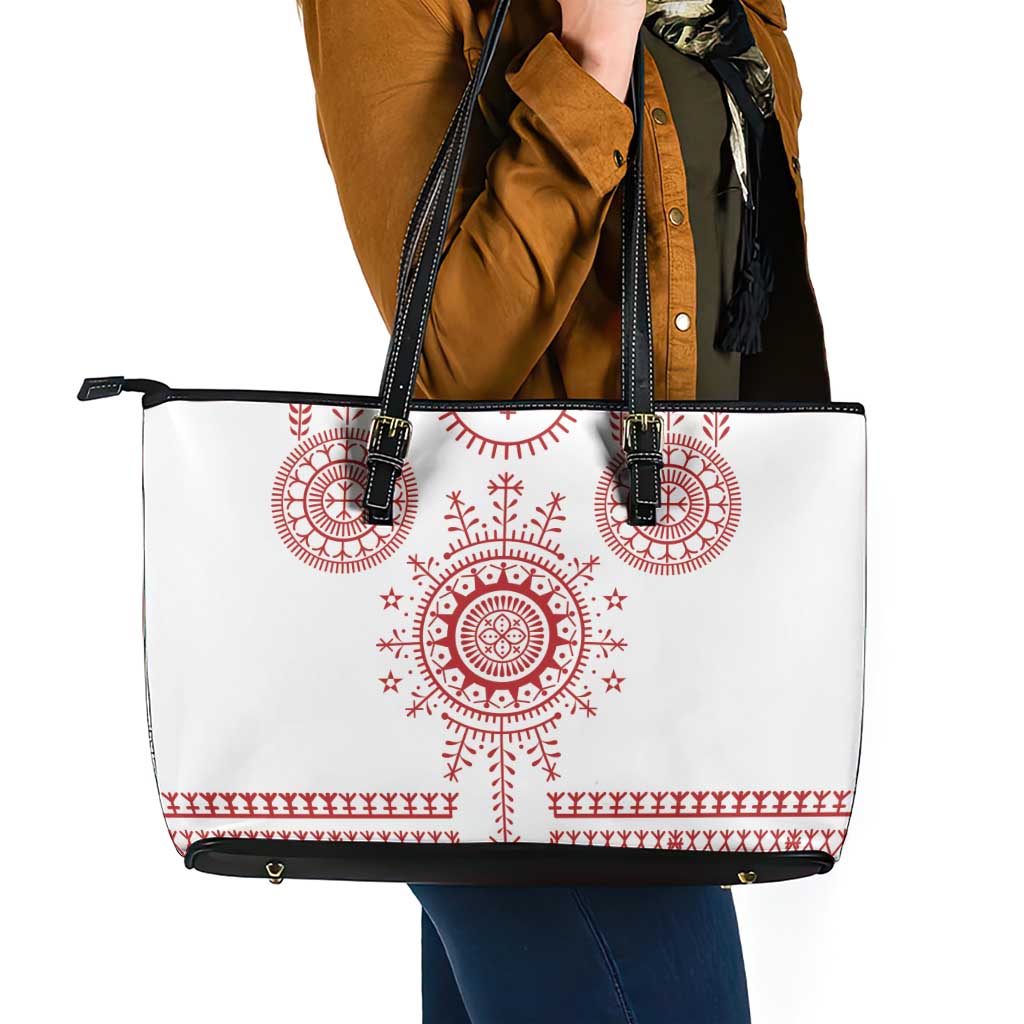 Croatia Sicanje Tattoo Kolo Inspired Leather Tote Bag - Wonder Print Shop