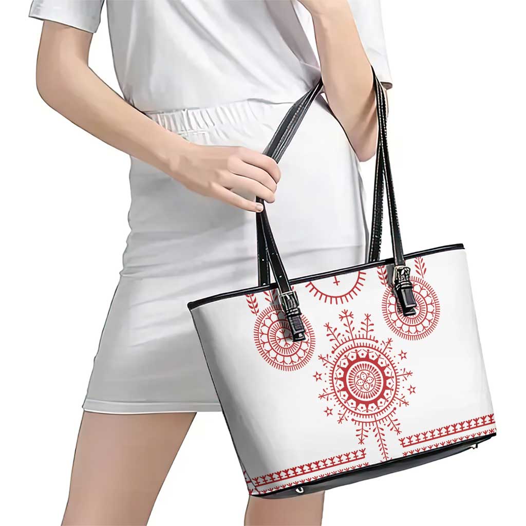 Croatia Sicanje Tattoo Kolo Inspired Leather Tote Bag - Wonder Print Shop