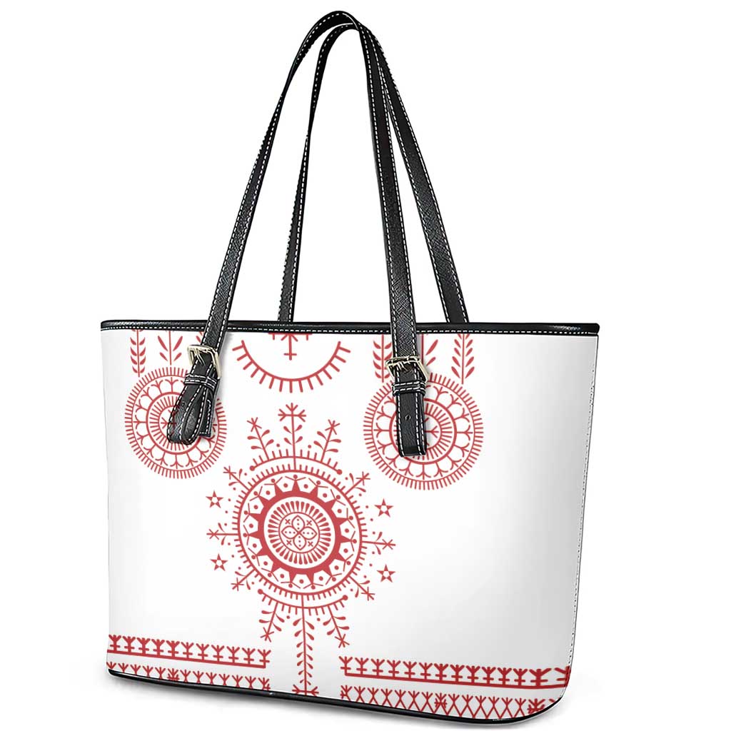 Croatia Sicanje Tattoo Kolo Inspired Leather Tote Bag - Wonder Print Shop
