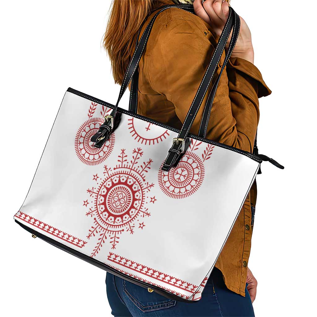 Croatia Sicanje Tattoo Kolo Inspired Leather Tote Bag - Wonder Print Shop