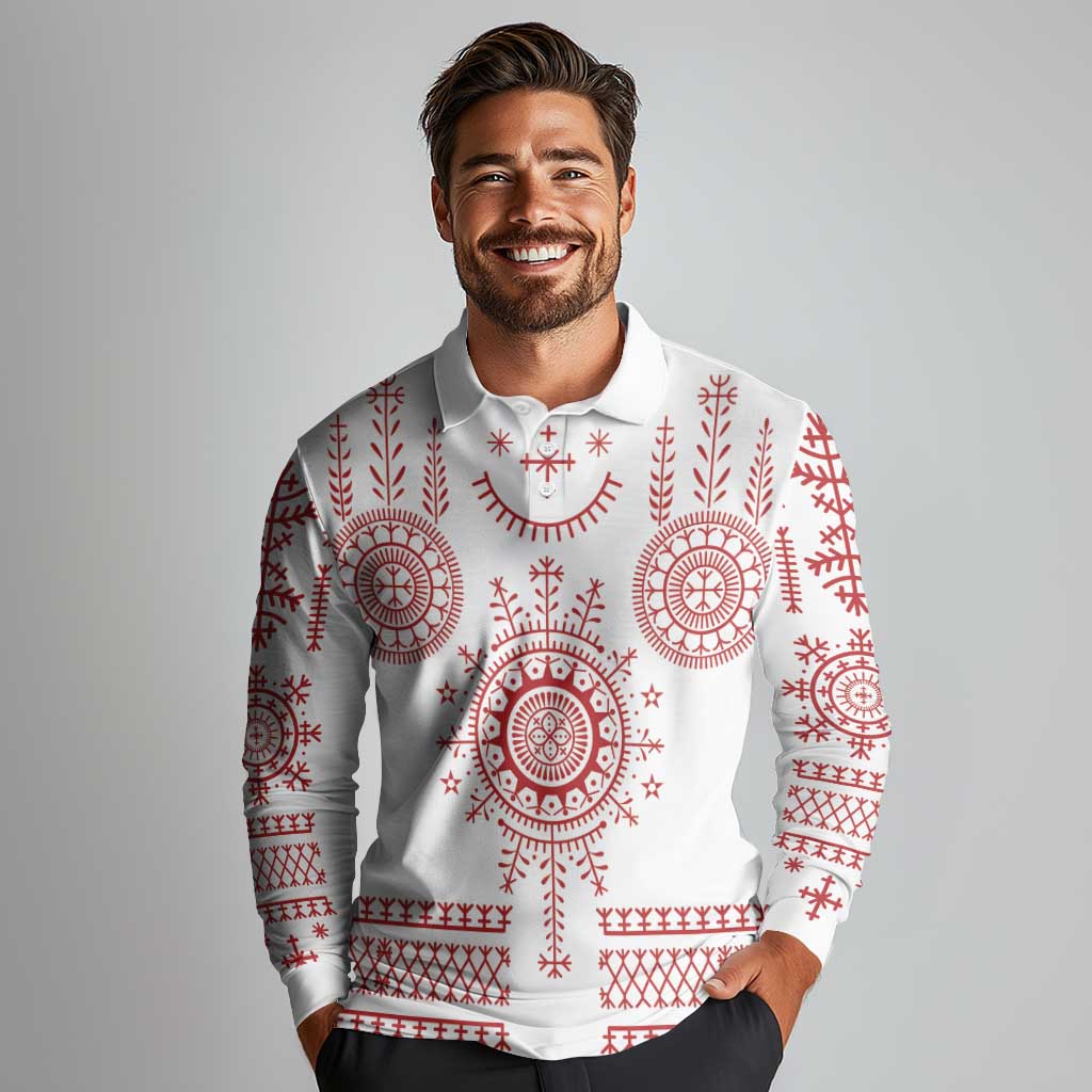 Croatia Sicanje Tattoo Kolo Inspired Long Sleeve Polo Shirt - Wonder Print Shop