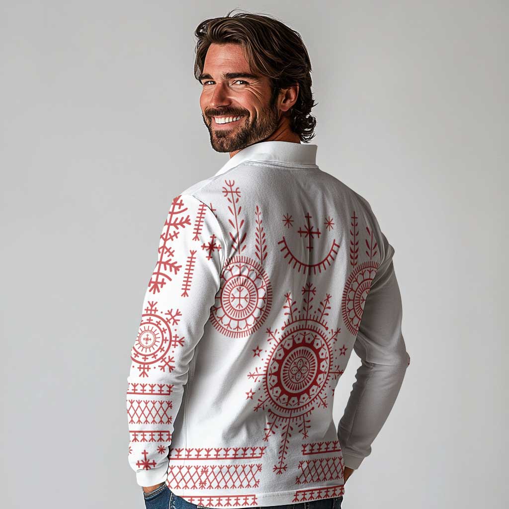 Croatia Sicanje Tattoo Kolo Inspired Long Sleeve Polo Shirt - Wonder Print Shop