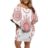 Croatia Sicanje Tattoo Kolo Inspired Off Shoulder Short Dress - Wonder Print Shop