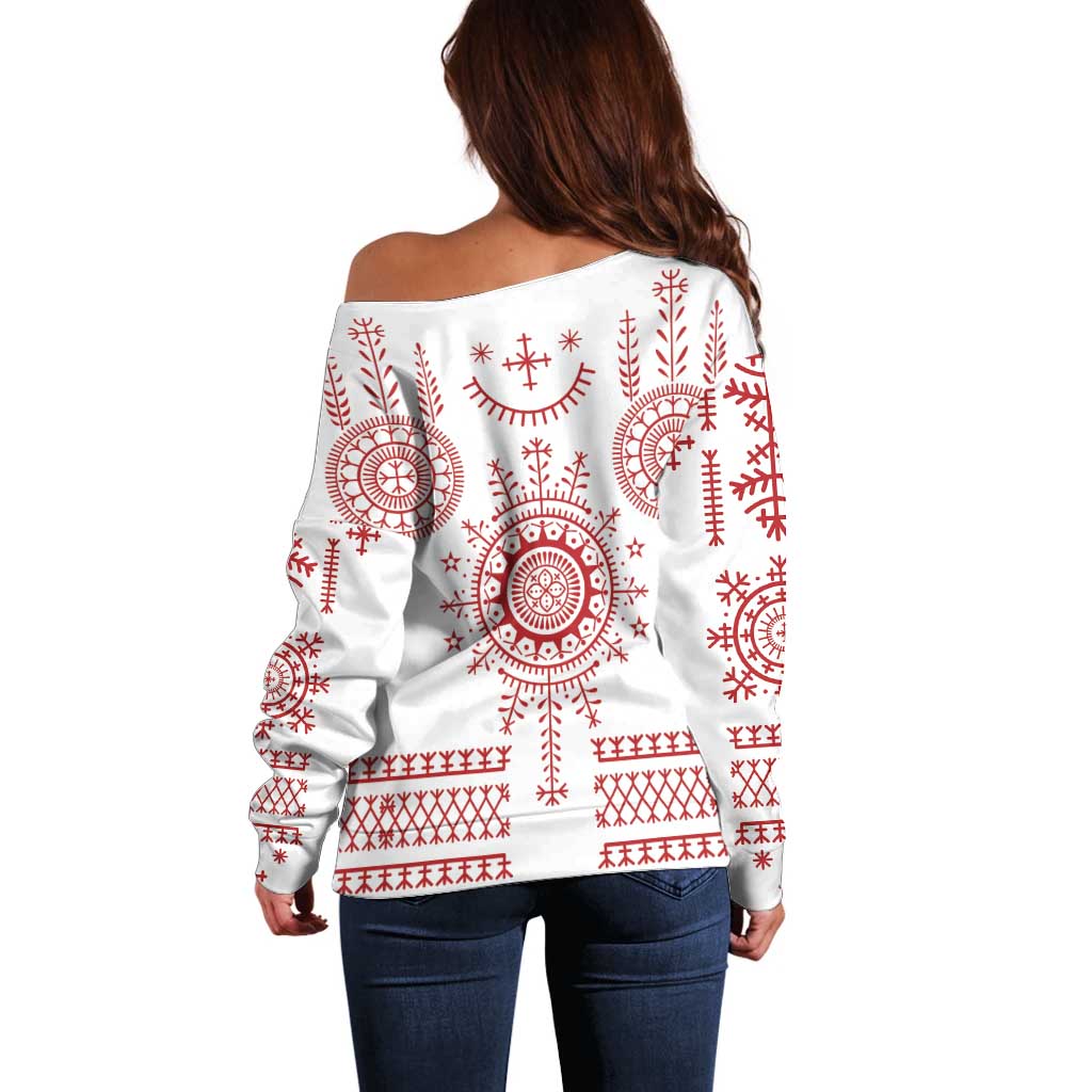 Croatia Sicanje Tattoo Kolo Inspired Off Shoulder Sweater - Wonder Print Shop