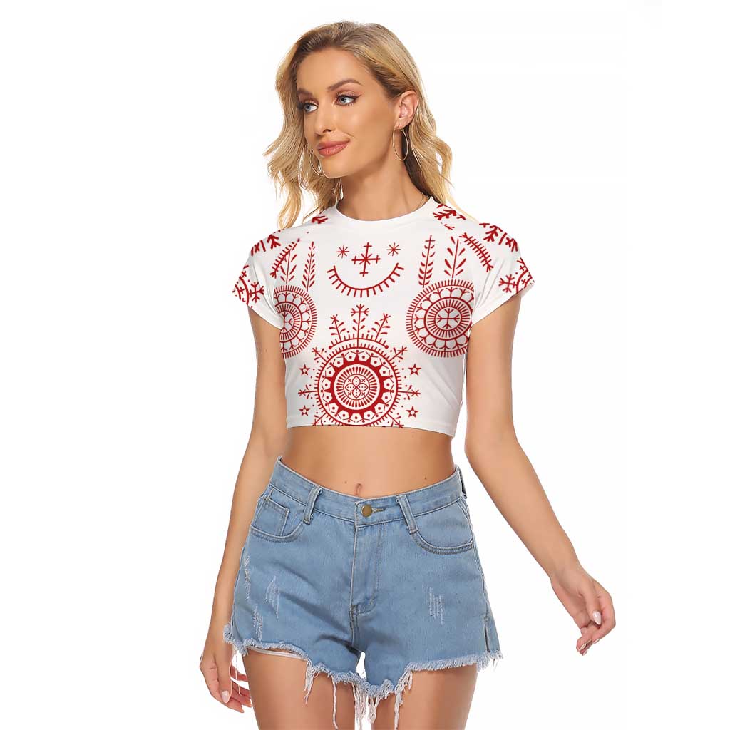 Croatia Sicanje Tattoo Kolo Inspired Raglan Cropped T Shirt - Wonder Print Shop