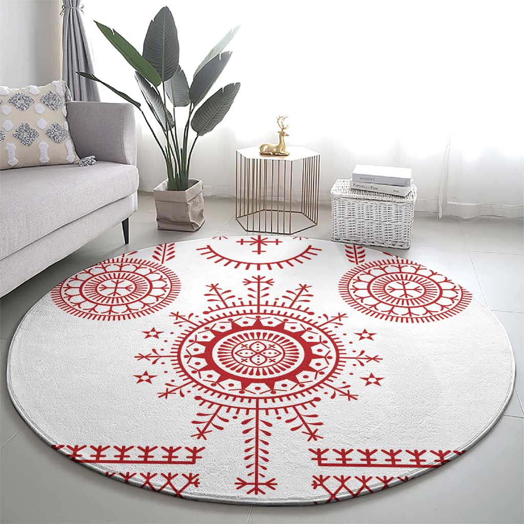 Croatia Sicanje Tattoo Kolo Inspired Round Carpet - Wonder Print Shop