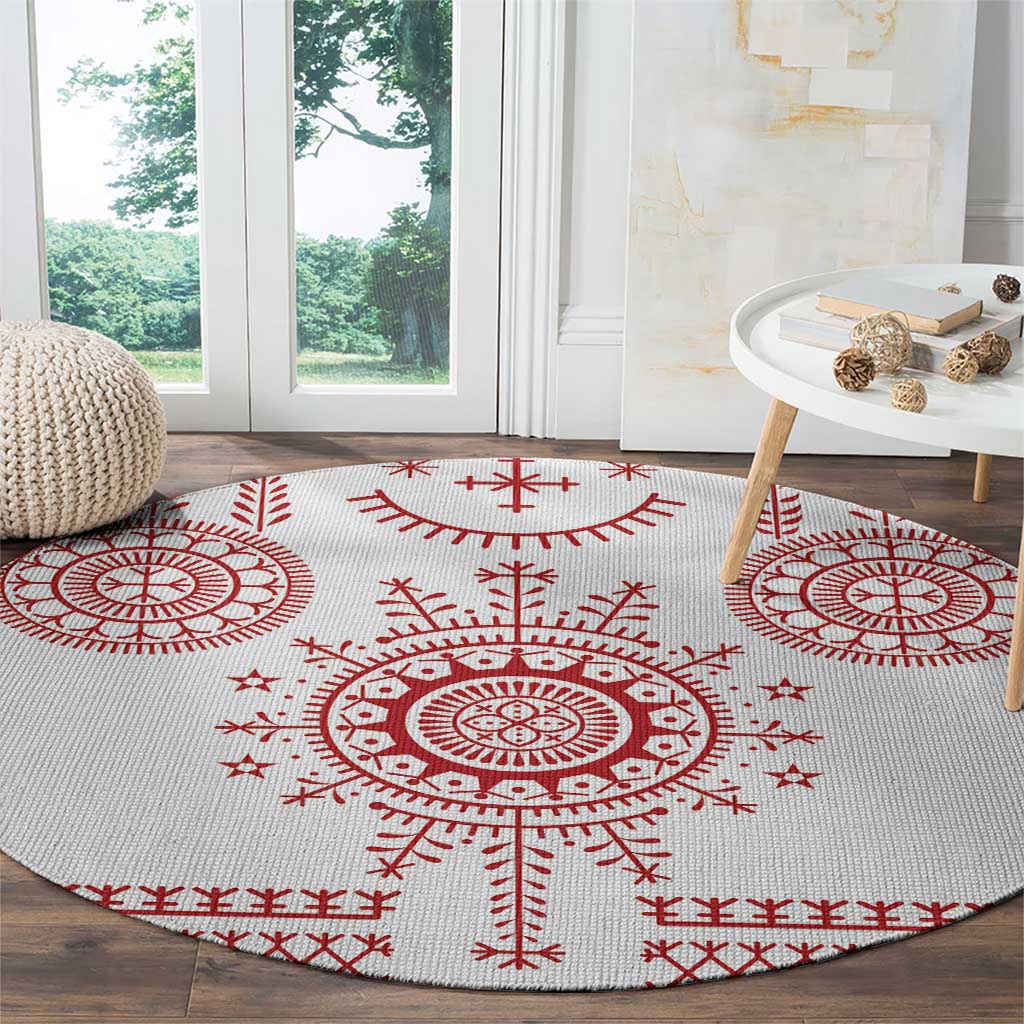 Croatia Sicanje Tattoo Kolo Inspired Round Carpet - Wonder Print Shop