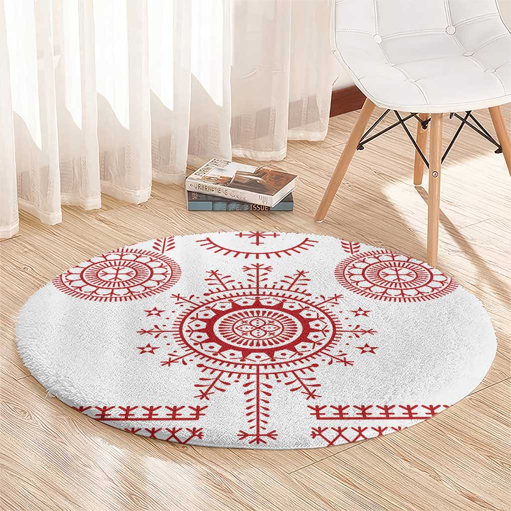 Croatia Sicanje Tattoo Kolo Inspired Round Carpet - Wonder Print Shop