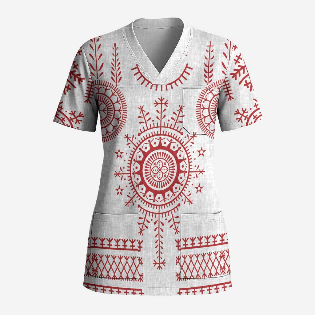 Croatia Sicanje Tattoo Kolo Inspired Scrub Top - Wonder Print Shop