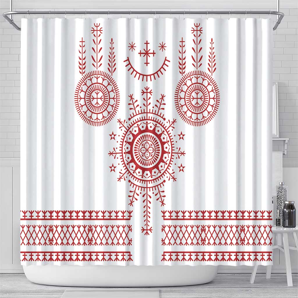 Croatia Sicanje Tattoo Kolo Inspired Shower Curtain - Wonder Print Shop