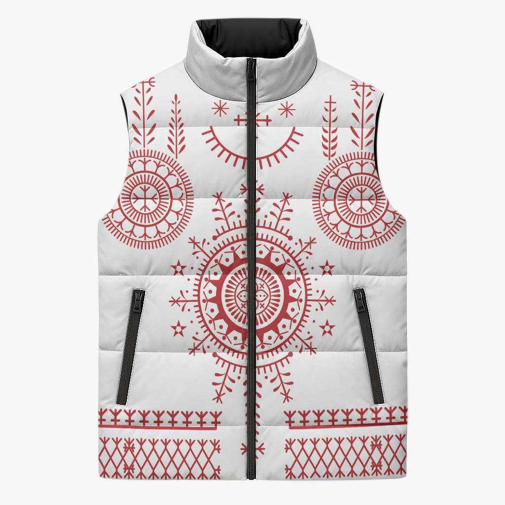 Croatia Sicanje Tattoo Kolo Inspired Sleeveless Puffer Jacket - Wonder Print Shop