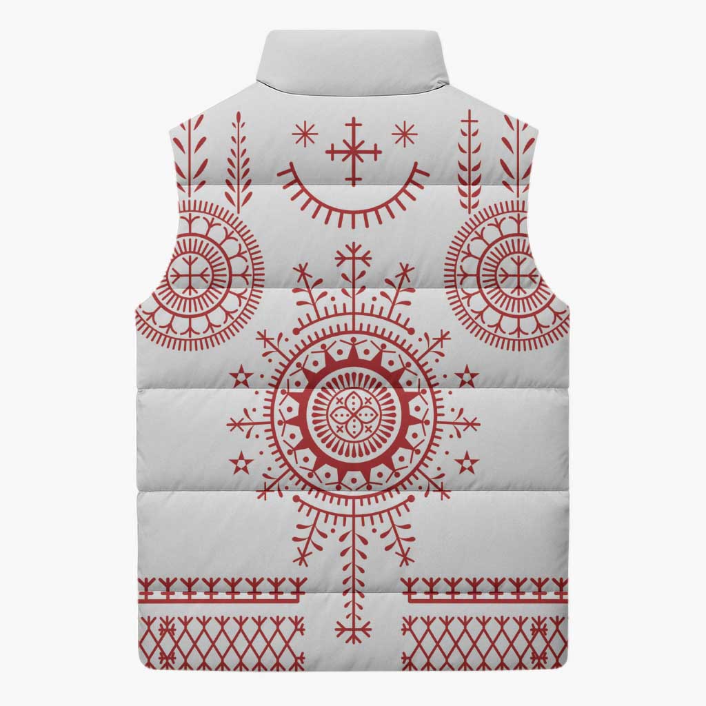 Croatia Sicanje Tattoo Kolo Inspired Sleeveless Puffer Jacket - Wonder Print Shop
