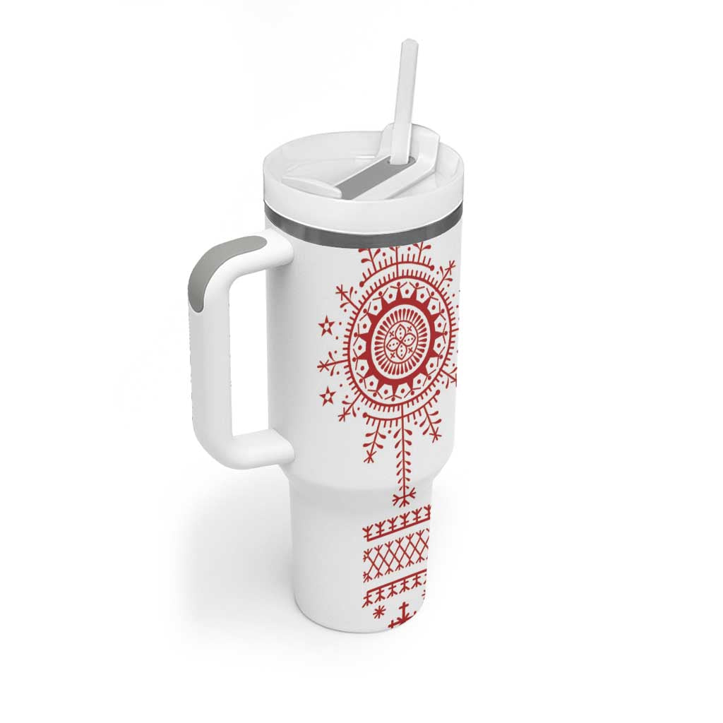 Croatia Sicanje Tattoo Kolo Inspired Tumbler With Handle - Wonder Print Shop