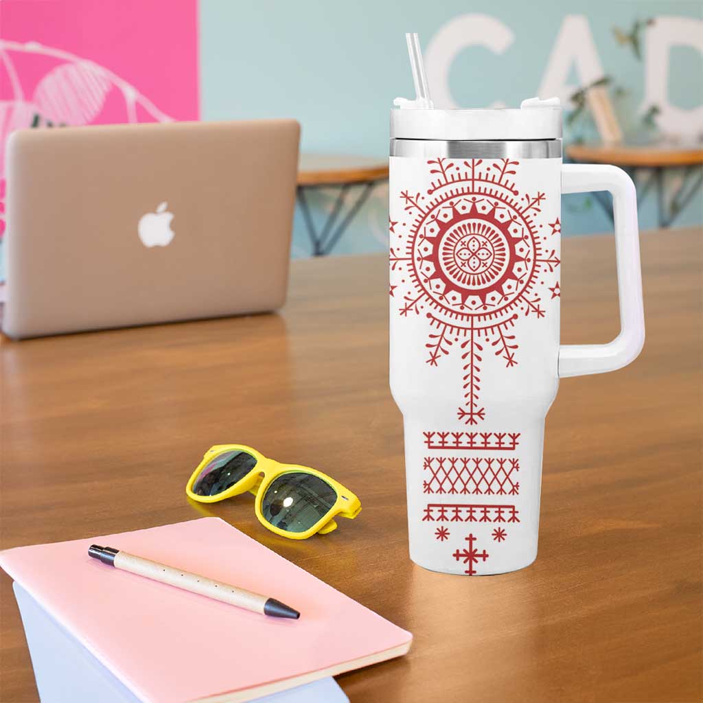 Croatia Sicanje Tattoo Kolo Inspired Tumbler With Handle - Wonder Print Shop
