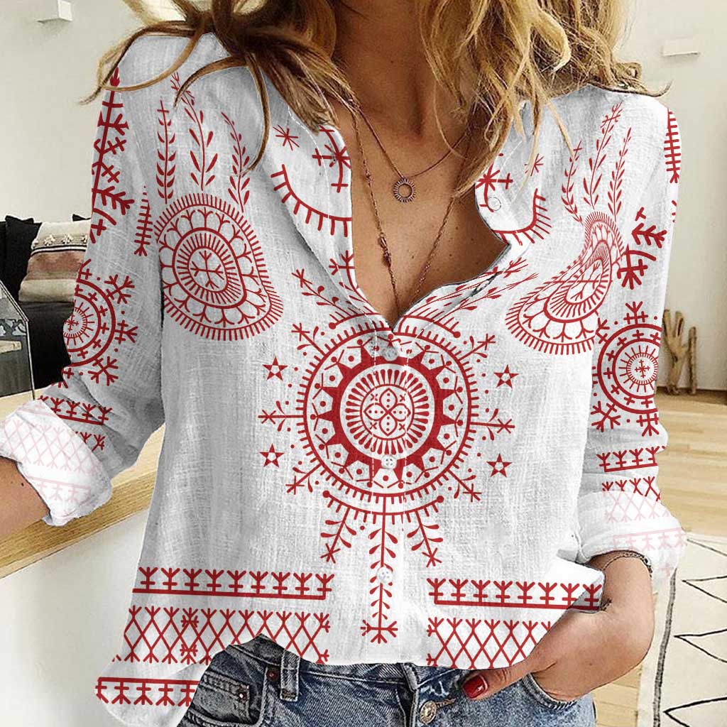Croatia Sicanje Tattoo Kolo Inspired Women Casual Shirt - Wonder Print Shop