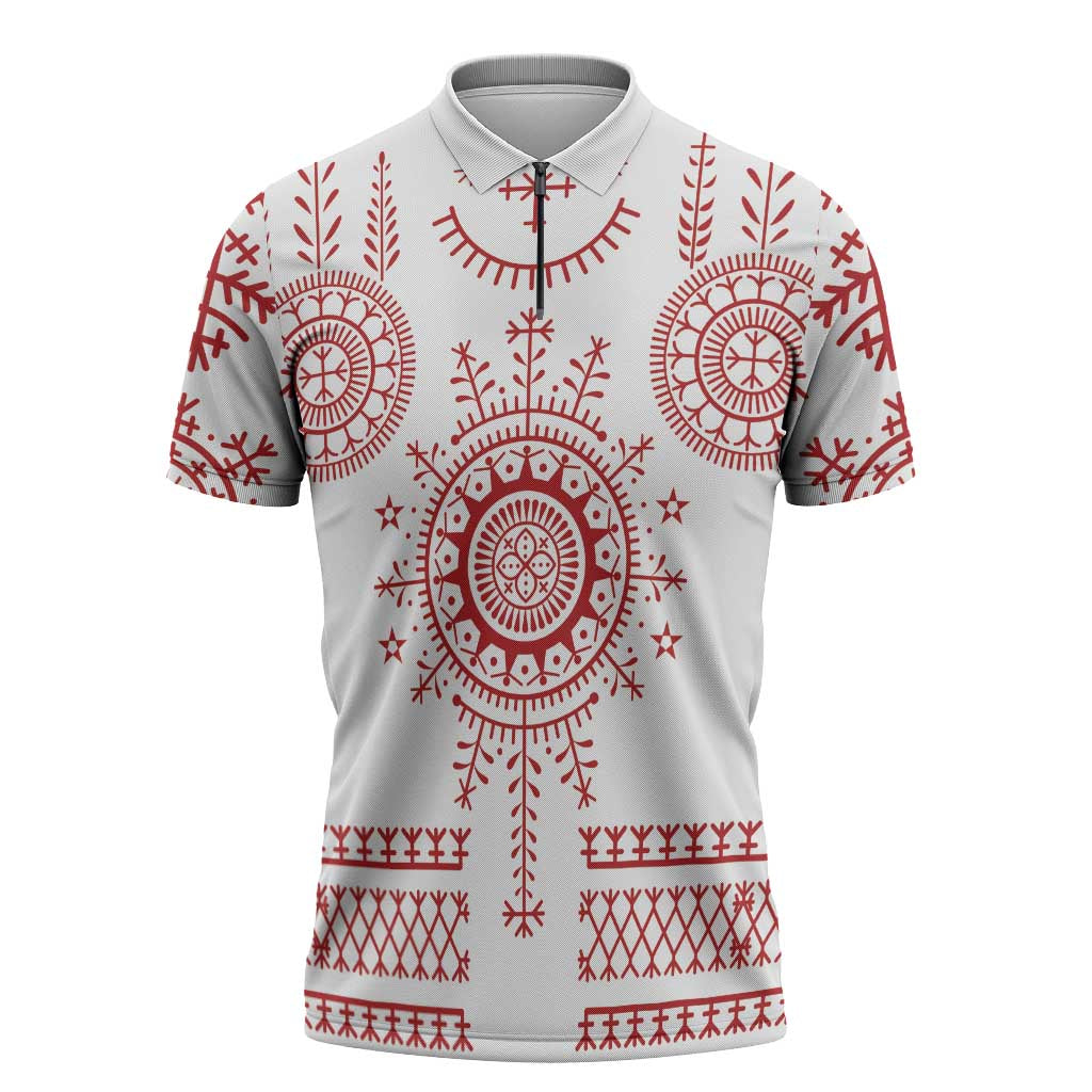 Croatia Sicanje Tattoo Kolo Inspired Zipper Polo Shirt - Wonder Print Shop