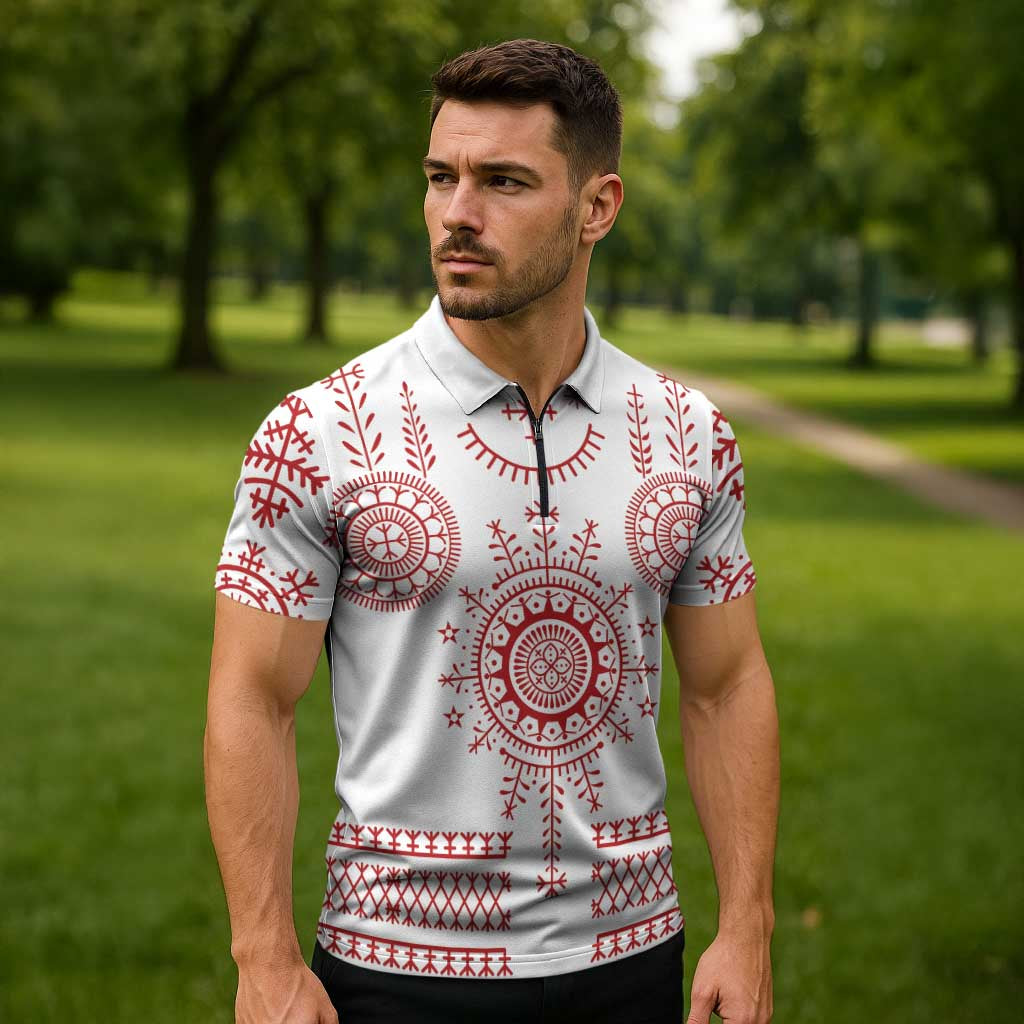 Croatia Sicanje Tattoo Kolo Inspired Zipper Polo Shirt - Wonder Print Shop