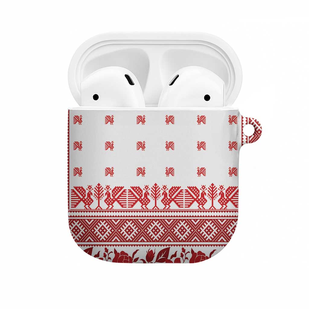 Antique Croatia Folk Embroidery Inspired Pattern AirPods Case Roses and Peacocks - Wonder Print Shop