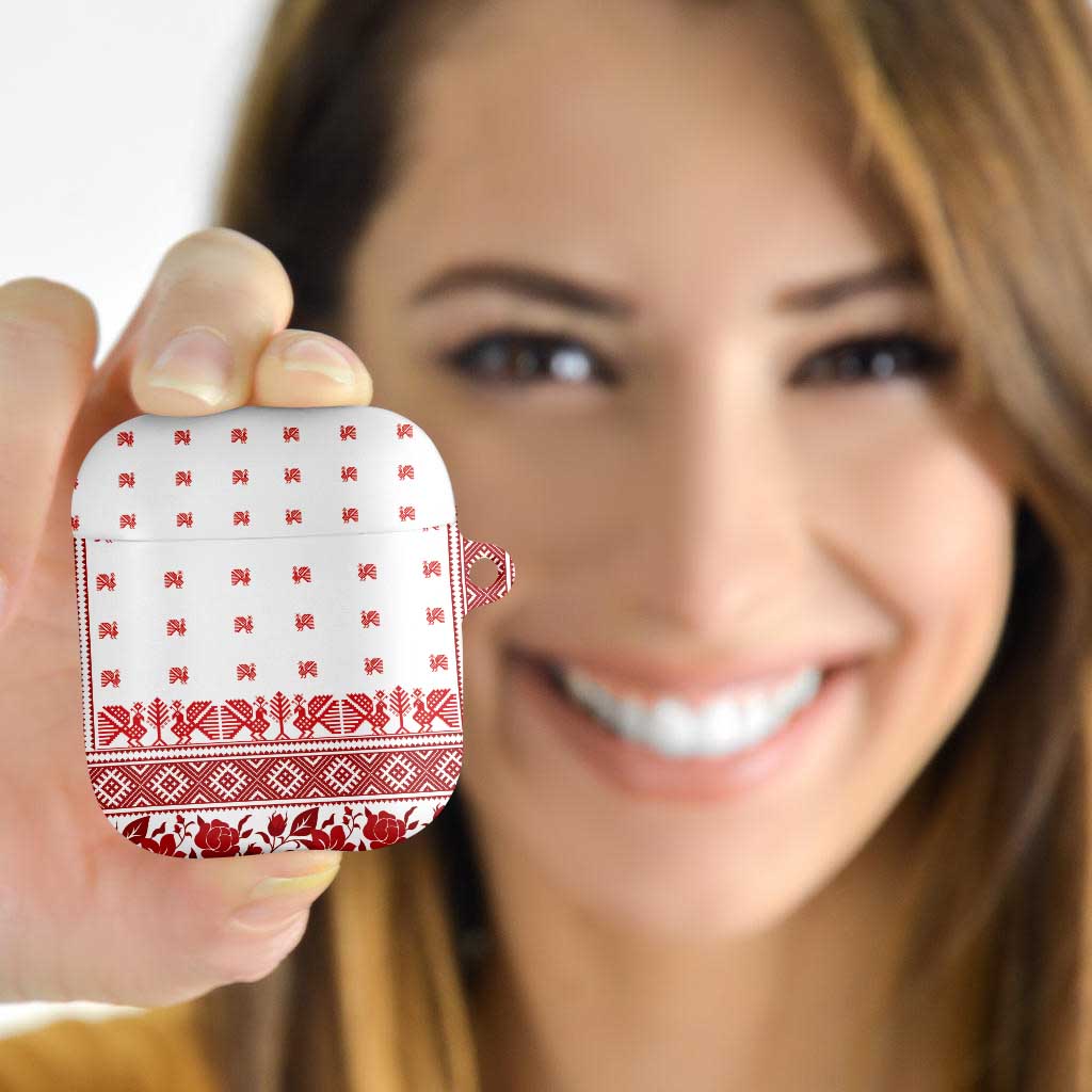 Antique Croatia Folk Embroidery Inspired Pattern AirPods Case Roses and Peacocks - Wonder Print Shop