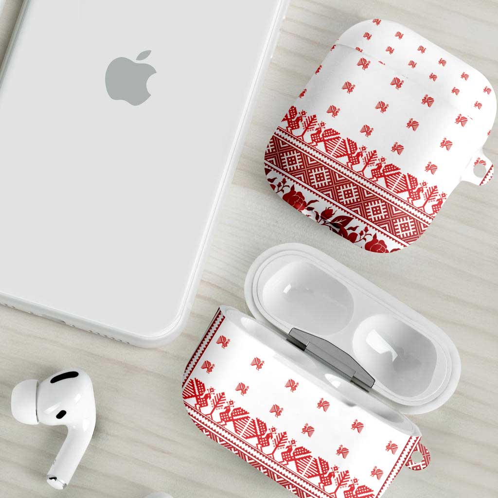 Antique Croatia Folk Embroidery Inspired Pattern AirPods Case Roses and Peacocks - Wonder Print Shop
