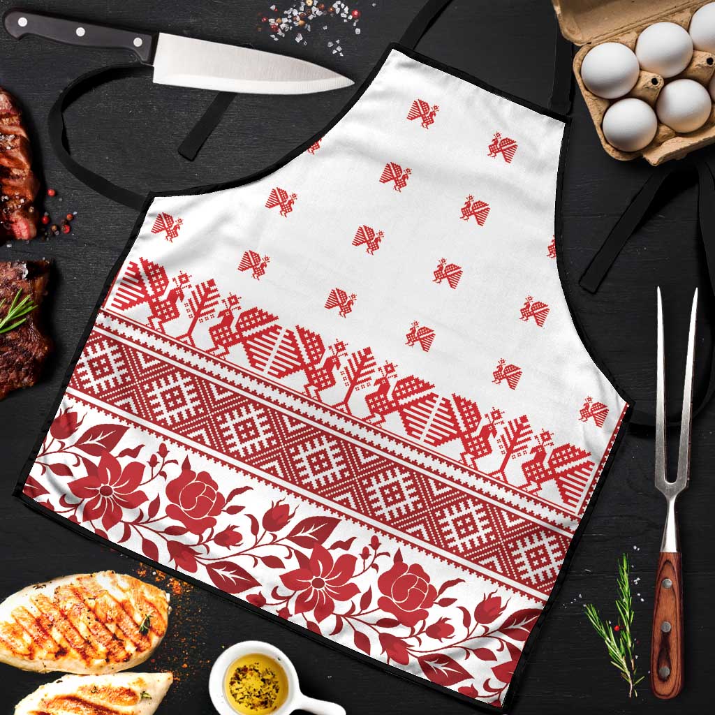 Antique Croatia Folk Embroidery Inspired Pattern Apron Roses and Peacocks - Wonder Print Shop