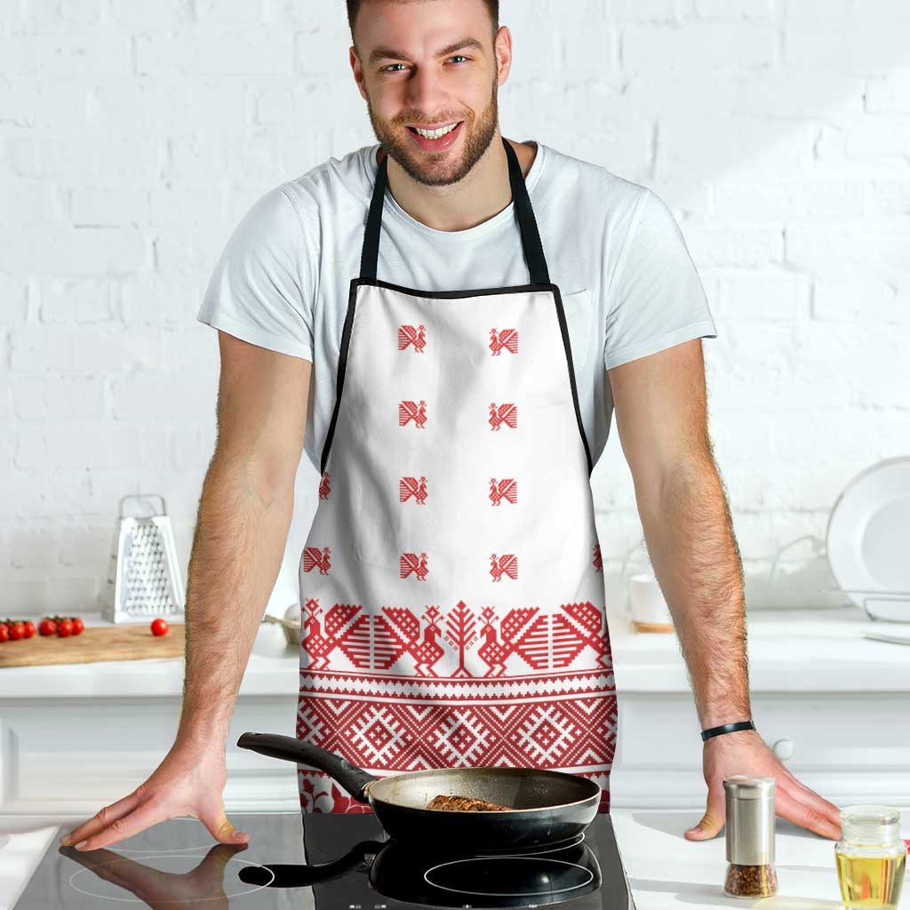 Antique Croatia Folk Embroidery Inspired Pattern Apron Roses and Peacocks - Wonder Print Shop