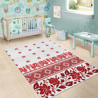 Antique Croatia Folk Embroidery Inspired Pattern Area Rug Roses and Peacocks - Wonder Print Shop