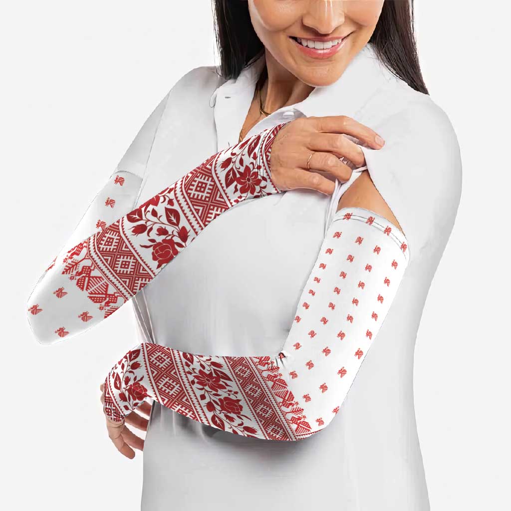 Antique Croatia Folk Embroidery Inspired Pattern Arm Sleeves Roses and Peacocks - Wonder Print Shop