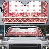 Antique Croatia Folk Embroidery Inspired Pattern Auto Sun Shade Roses and Peacocks - undefined