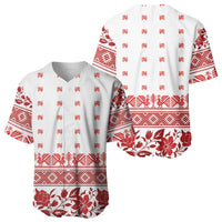 Antique Croatia Folk Embroidery Inspired Pattern Baseball Jersey Roses and Peacocks - Wonder Print Shop