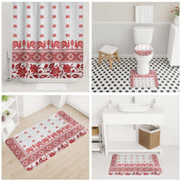 Antique Croatia Folk Embroidery Inspired Pattern Bathroom Set Roses and Peacocks - Wonder Print Shop