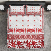 Antique Croatia Folk Embroidery Inspired Pattern Bedding Set Roses and Peacocks - Wonder Print Shop