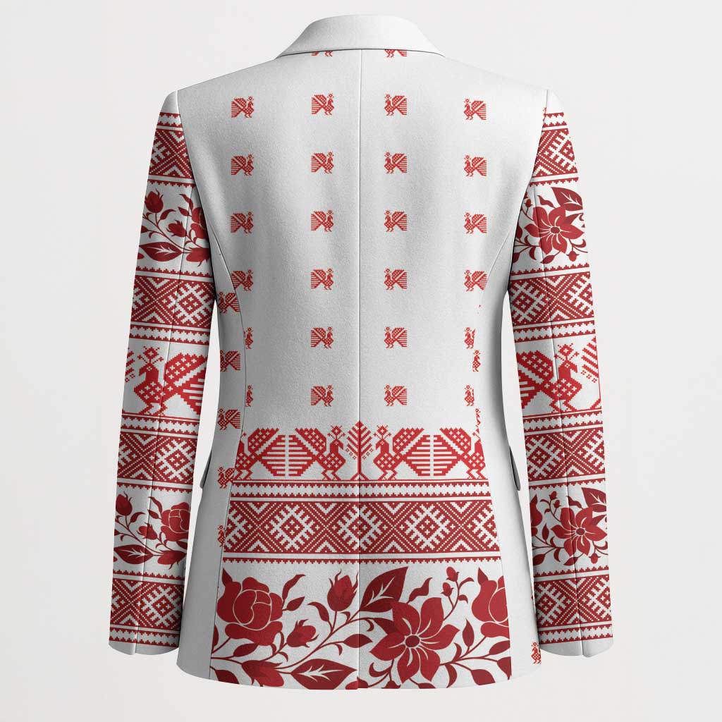 Antique Croatia Folk Embroidery Inspired Pattern Blazer Roses and Peacocks - Wonder Print Shop