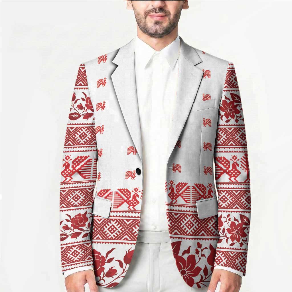 Antique Croatia Folk Embroidery Inspired Pattern Blazer Roses and Peacocks - Wonder Print Shop
