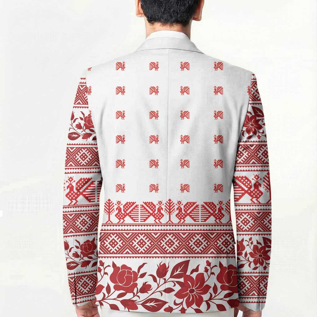 Antique Croatia Folk Embroidery Inspired Pattern Blazer Roses and Peacocks - Wonder Print Shop