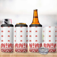 Antique Croatia Folk Embroidery Inspired Pattern 4 in 1 Can Cooler Tumbler Roses and Peacocks - Wonder Print Shop