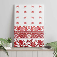 Antique Croatia Folk Embroidery Inspired Pattern Canvas Wall Art Roses and Peacocks - Wonder Print Shop