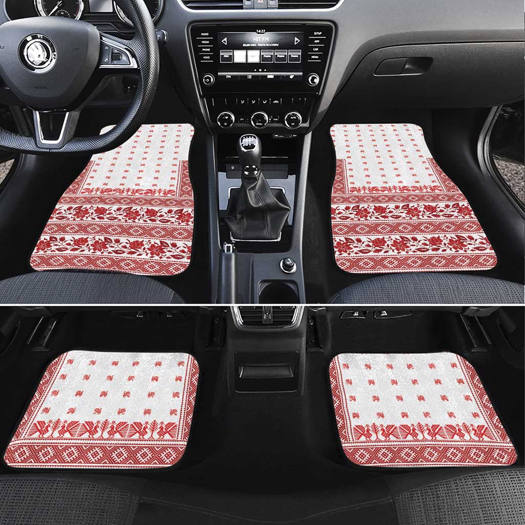 Antique Croatia Folk Embroidery Inspired Pattern Car Mats Roses and Peacocks - Wonder Print Shop