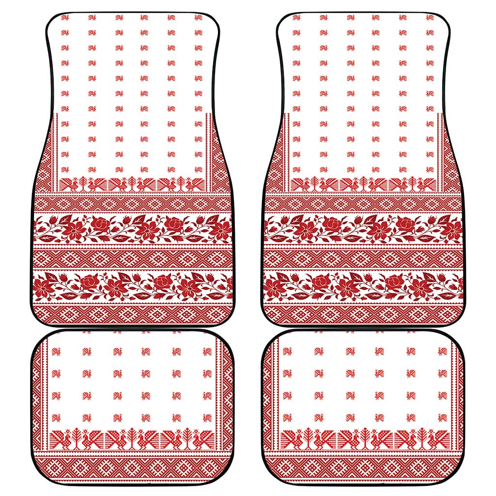 Antique Croatia Folk Embroidery Inspired Pattern Car Mats Roses and Peacocks - Wonder Print Shop